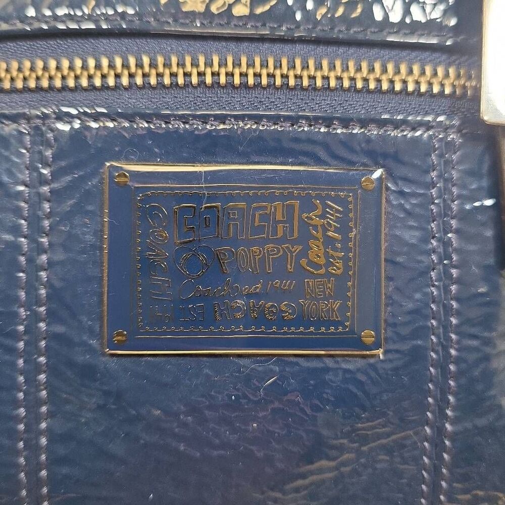 Coach Poppy Highlight Patent Leather Satchel & Wallet | Midnight Blue | Crossbod - Picture 4 of 16